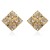 Yellow Gold plated love square earrings with glittering zircons